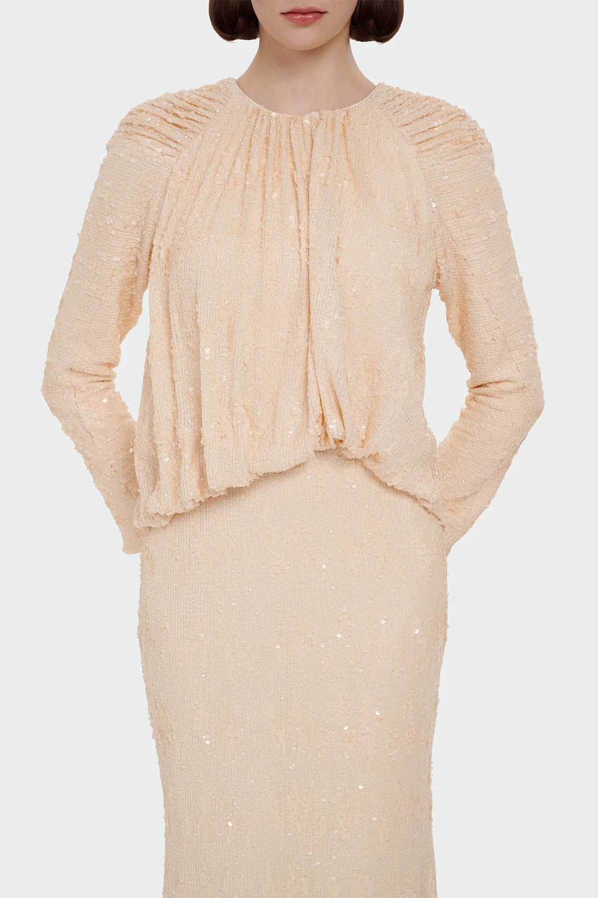 Luxury Modest Stretch Sequin Gown 9210