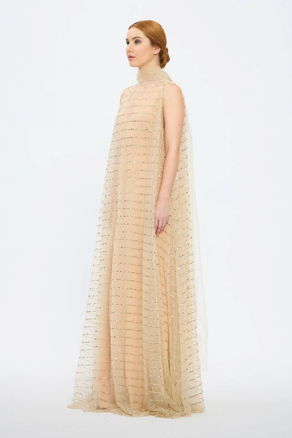 İKİ PARÇA KOLSUZ V YAKA ABİYE ELBİSE - 2004CN