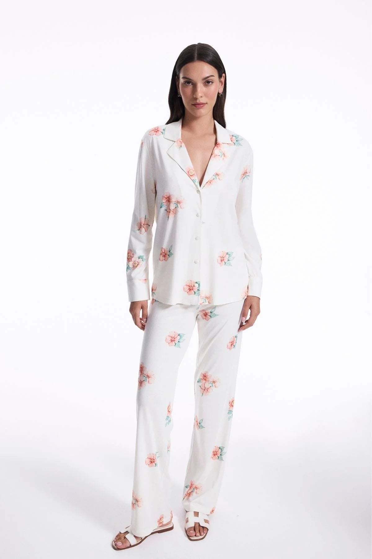 Cotton Pijama Takımı Ekru