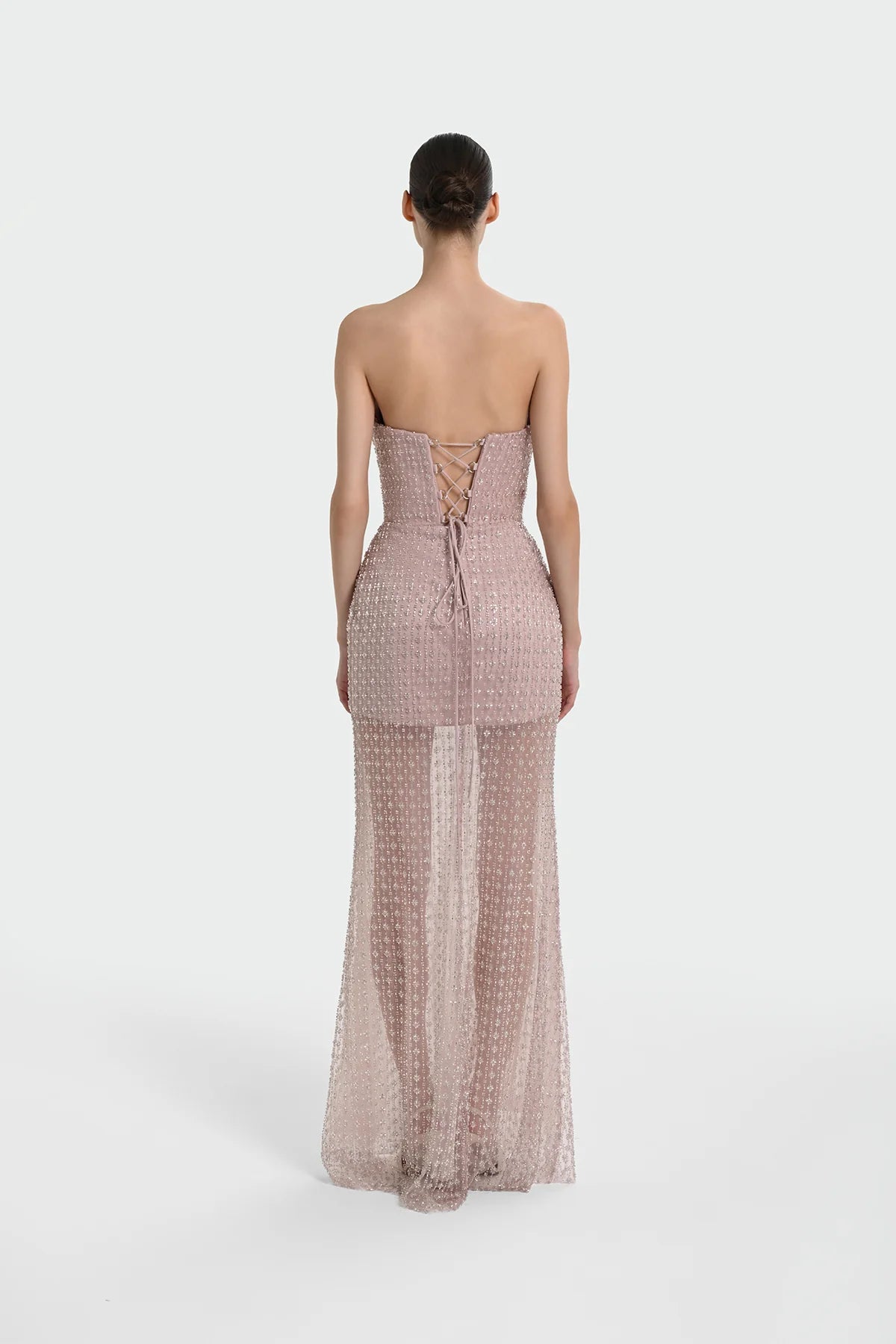 TAŞ İŞLEMELİ STRAPLEZ ABİYE ELBİSE 1350