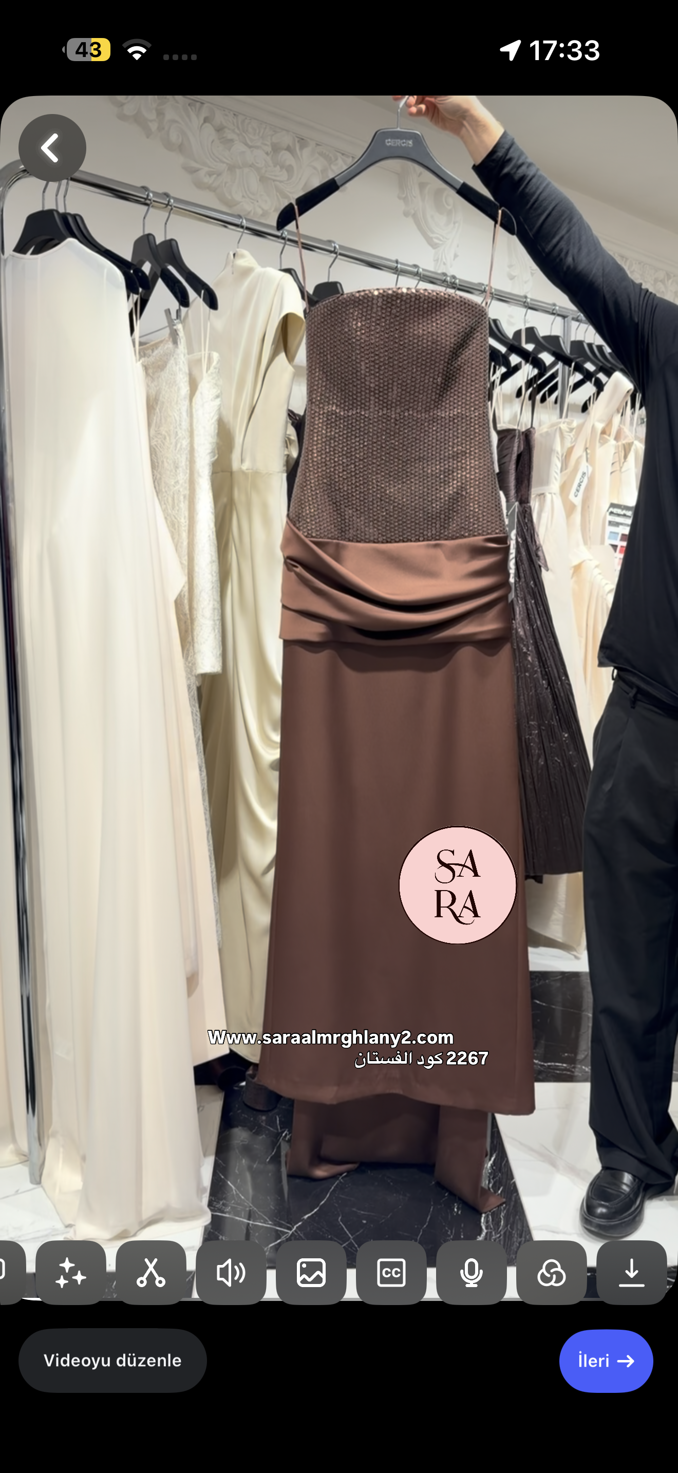 PAYETLİ SATEN STRAPLEZ UZUN ABİYE ELBİSE 2267