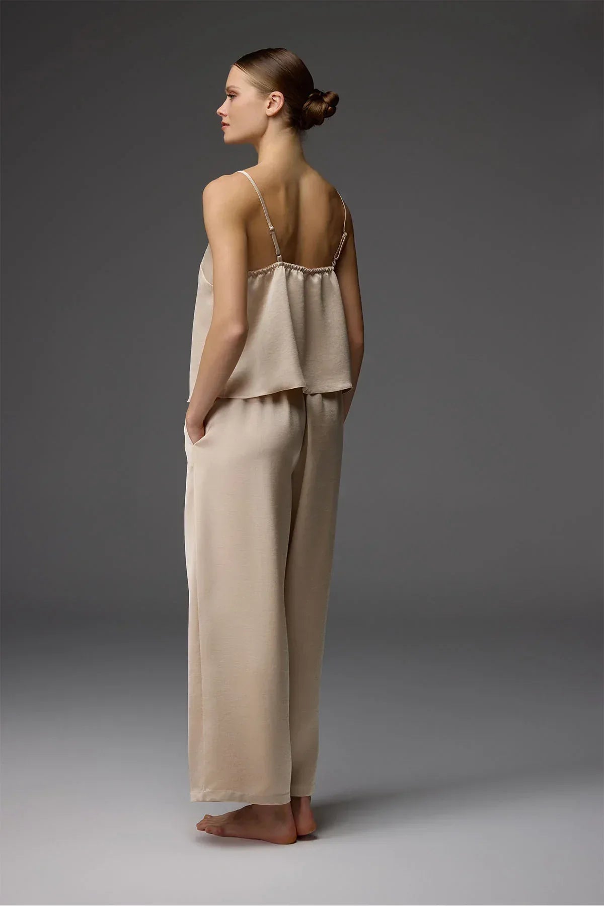 Viscose Jacquard Bustier, Pants, and Knit Robe 3-Piece Set