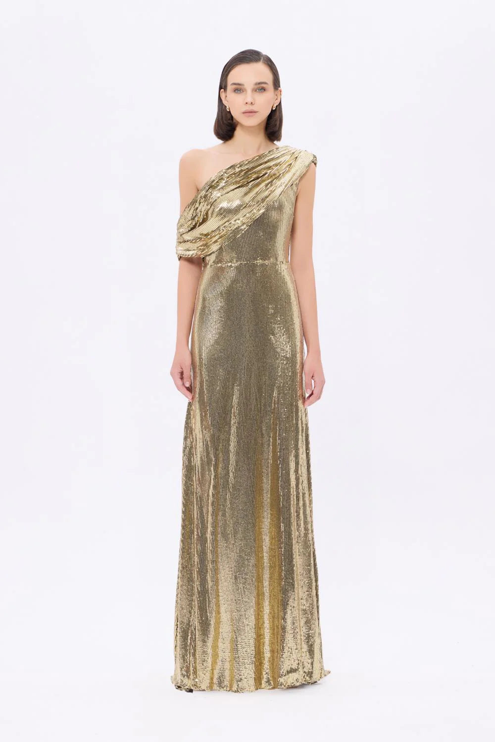 9305C Asymmetric Neckline Long Sequin Evening Dress – saraalmrghlany2