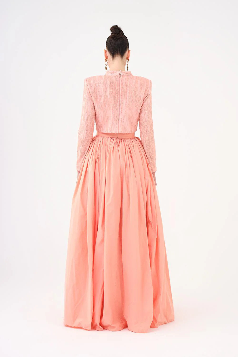 UZUN KOLLU TAŞLI ÇEKET & TAFTA ETEK TAKIM - 9064C