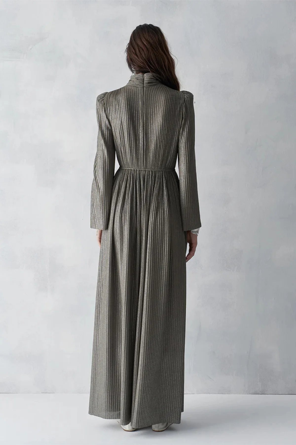 SİMLİ FİTİLLİ KEMERLİ UZUN ABİYE ELBİSE