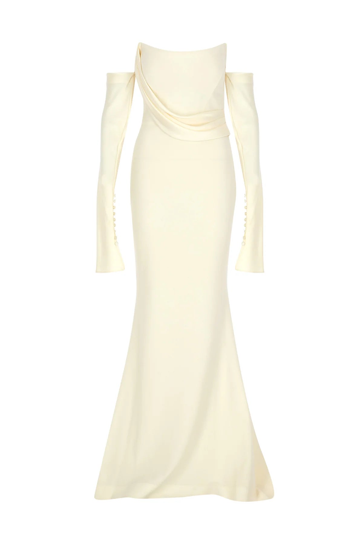 STRAPLEZ DRAPELİ ELDİVEN DETAYLI UZUN ABİYE ELBİSE 1257