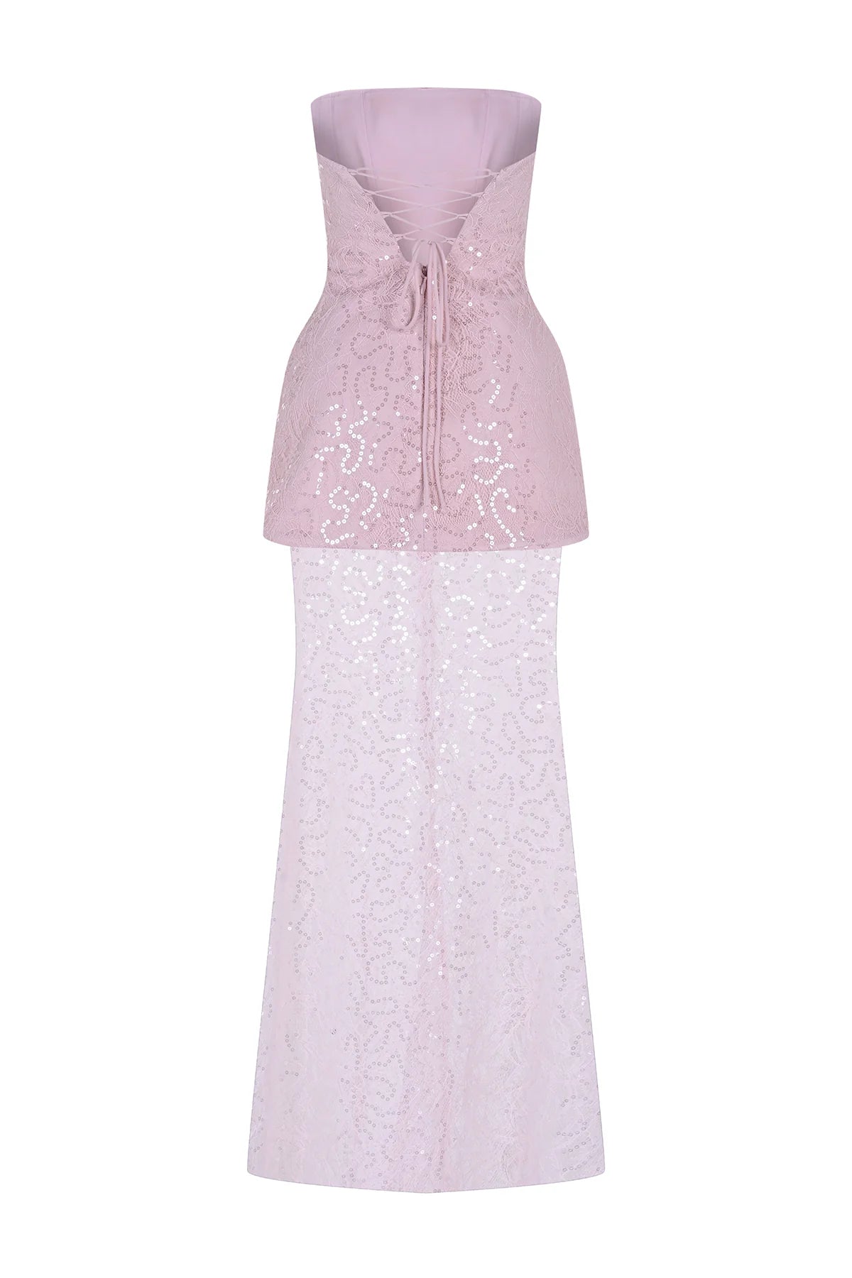 فستان دانتيل وردي مقاس 42