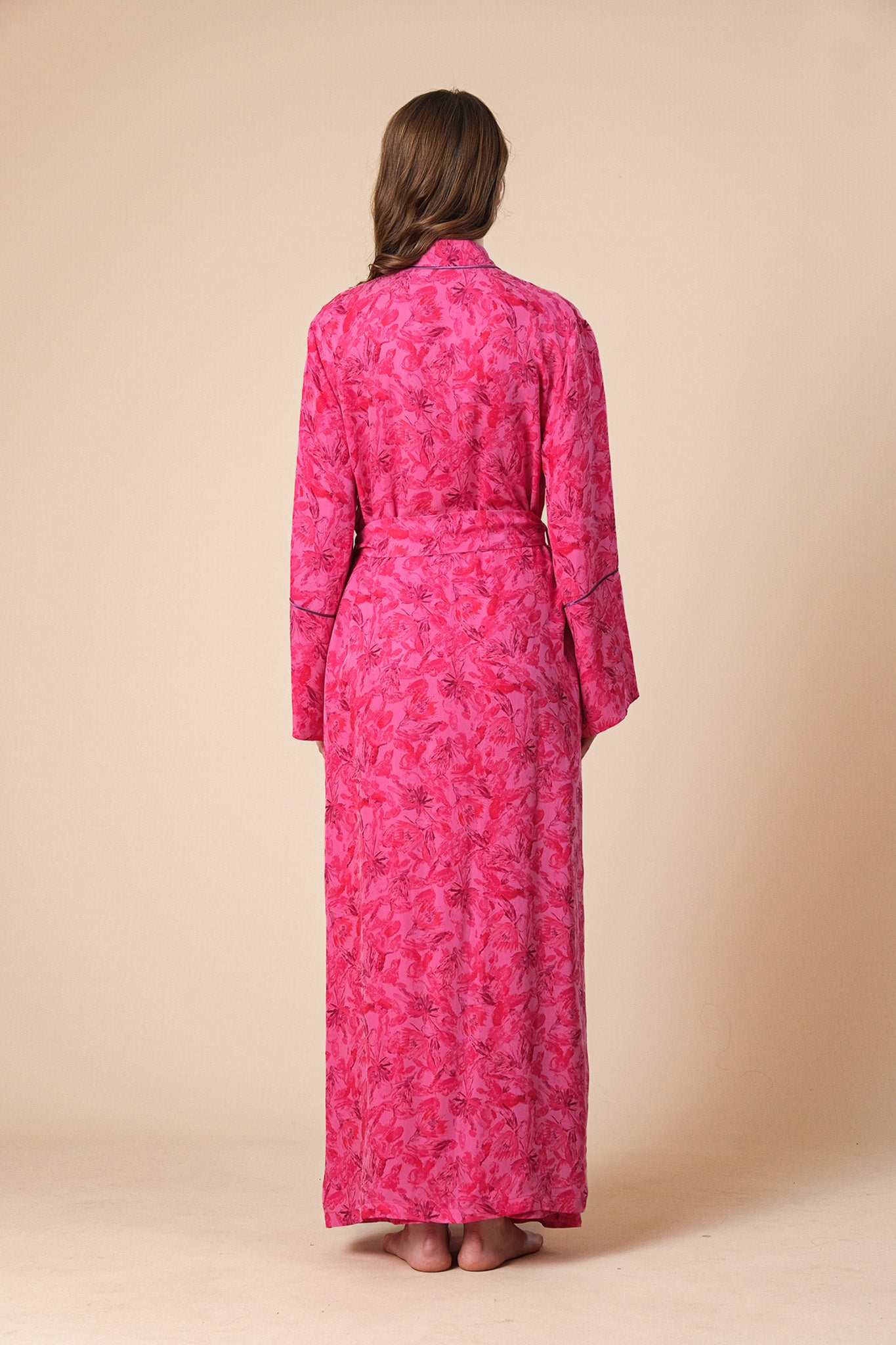 Fuchsia Silk Long Robe