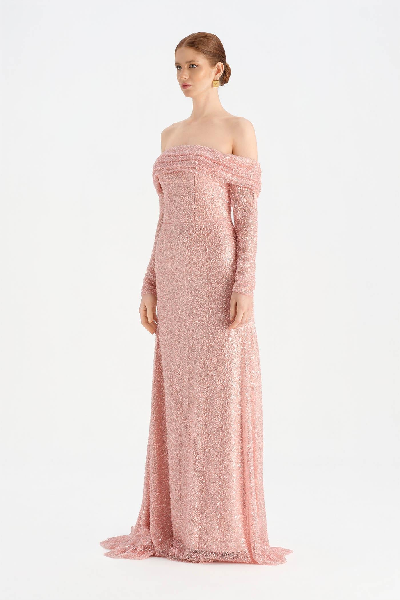 STRAPLEZ TAŞLI ABİYE ELBİSE - 26051C