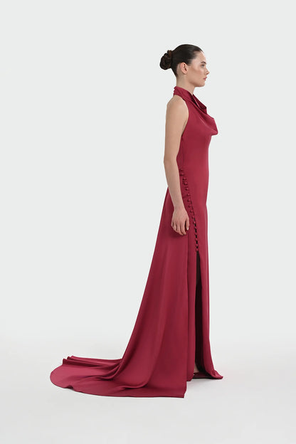 HALTER YAKA DEGAJE DETAYLI ABİYE ELBİSE 1364