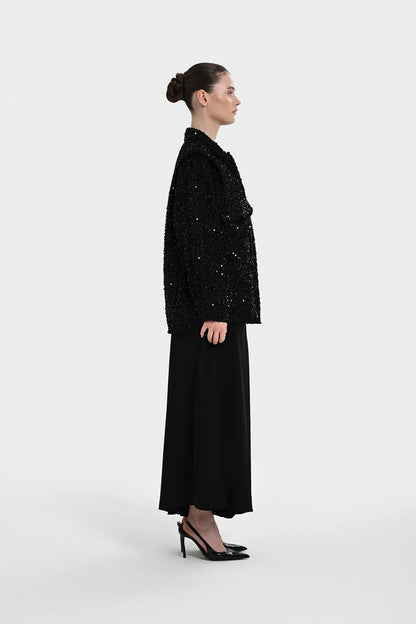 Black set (sequined jacket and wide-leg trousers)