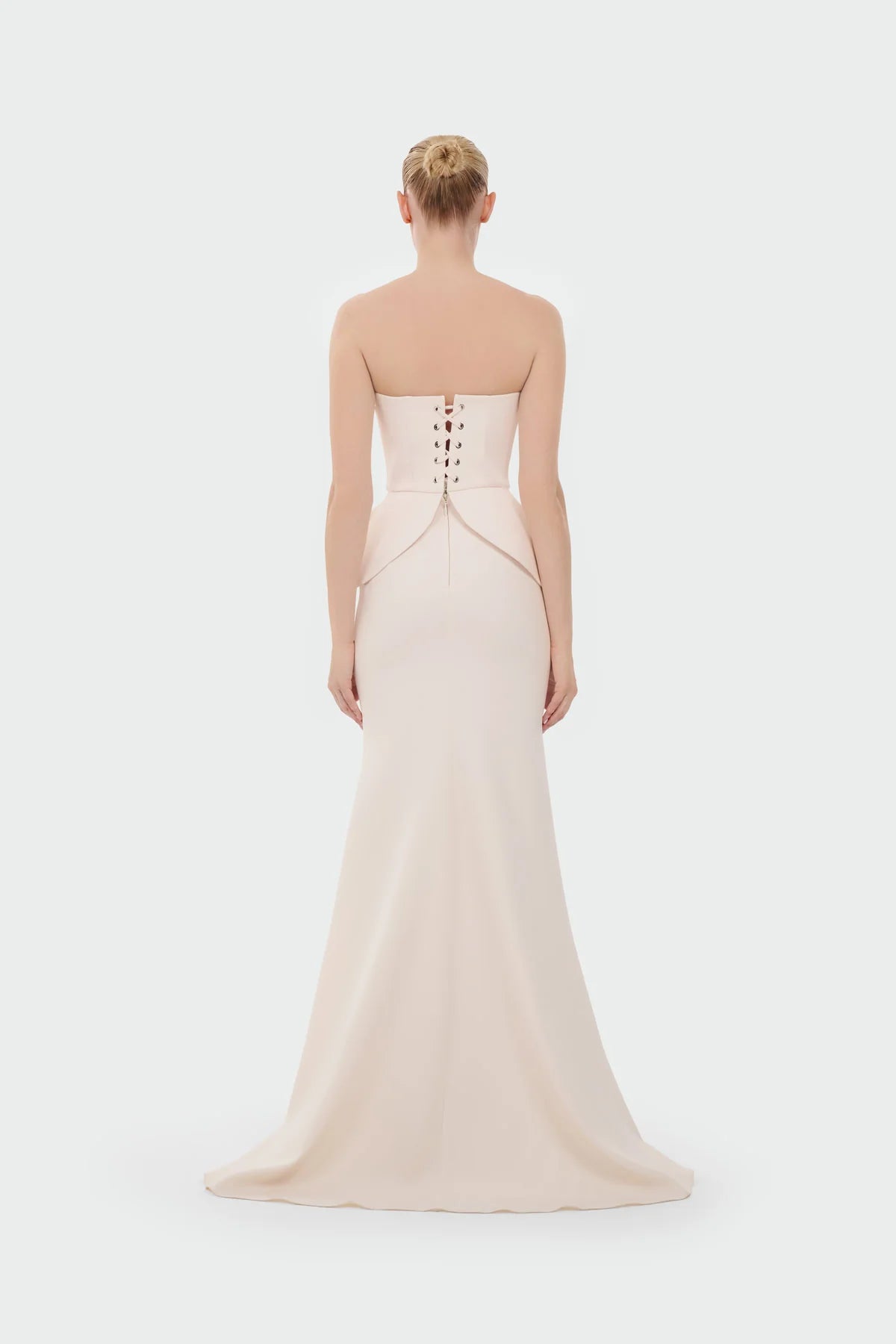 Elegant Sculpted Peplum Evening Dress 1376
