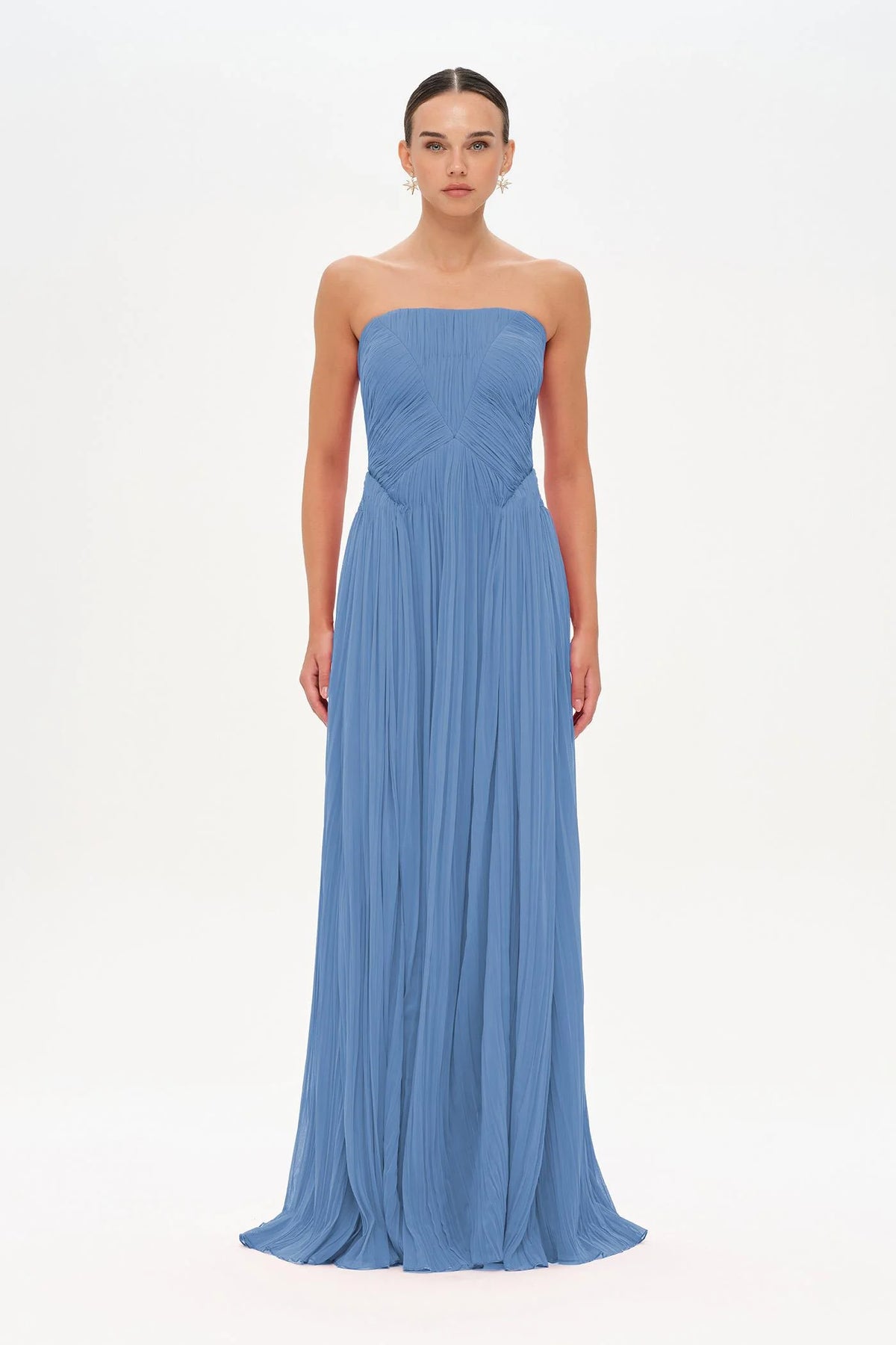 STRAPLEZ DRAPE DETAYLI ŞIK ABİYE ELBİSE - 26058C