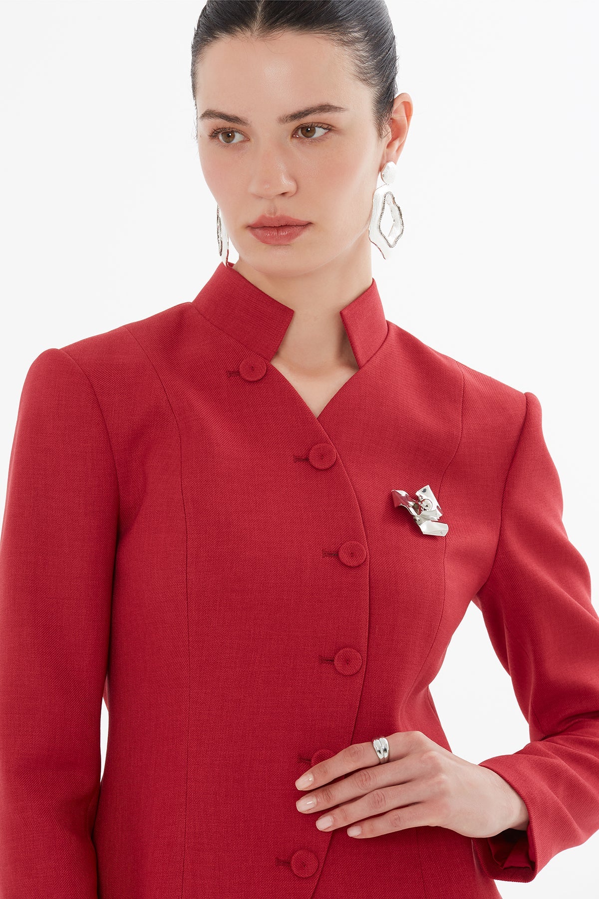 Kruvaze Kapama Ceket Ve Piliseli Etekli Takım