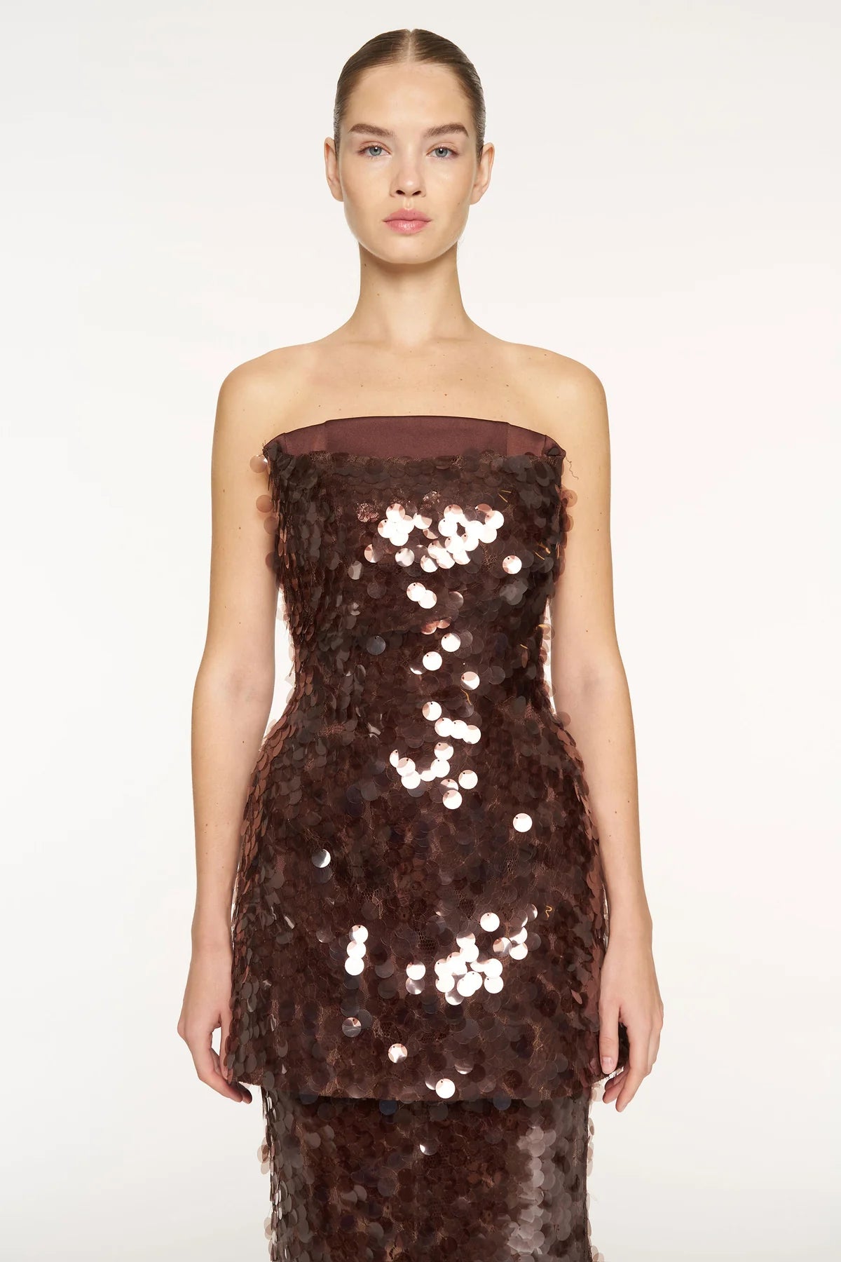 PAYETLİ STRAPLEZ PEPLUM DETAYLI UZUN ABİYE TAKIM ELBİSE 1429