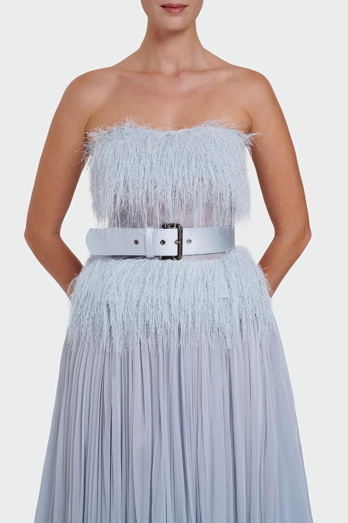 Feather Strapless Evening Dress 1342