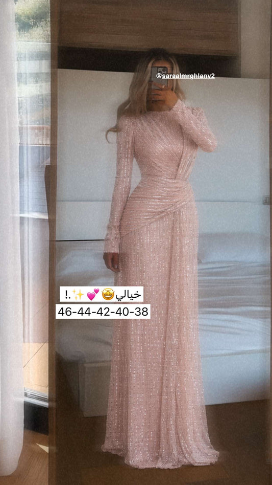 فستان ساتر باكمام طويله مخصر