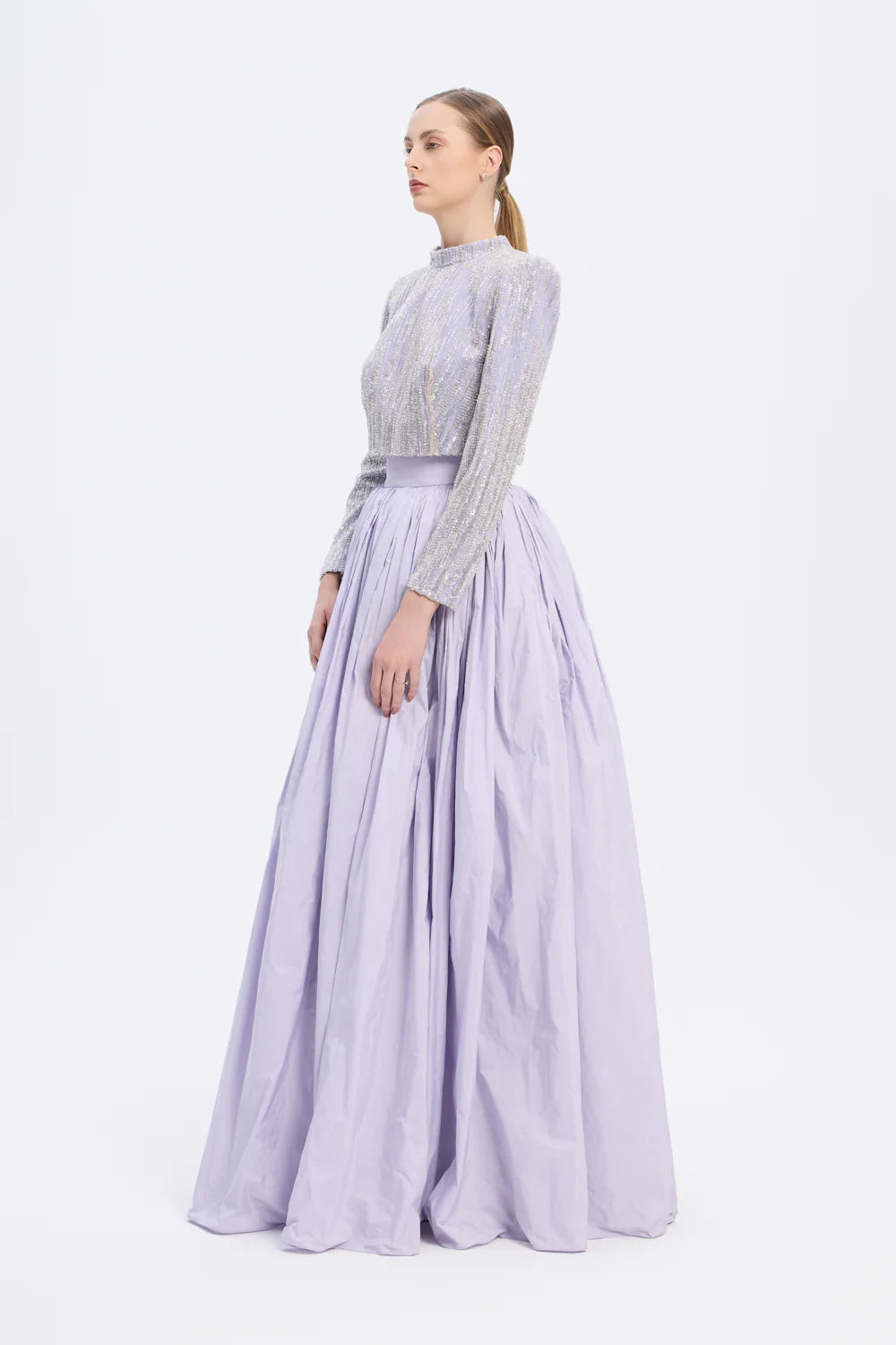 UZUN KOLLU TAŞLI ÇEKET &amp; TAFTA ETEK TAKIM - 9064C