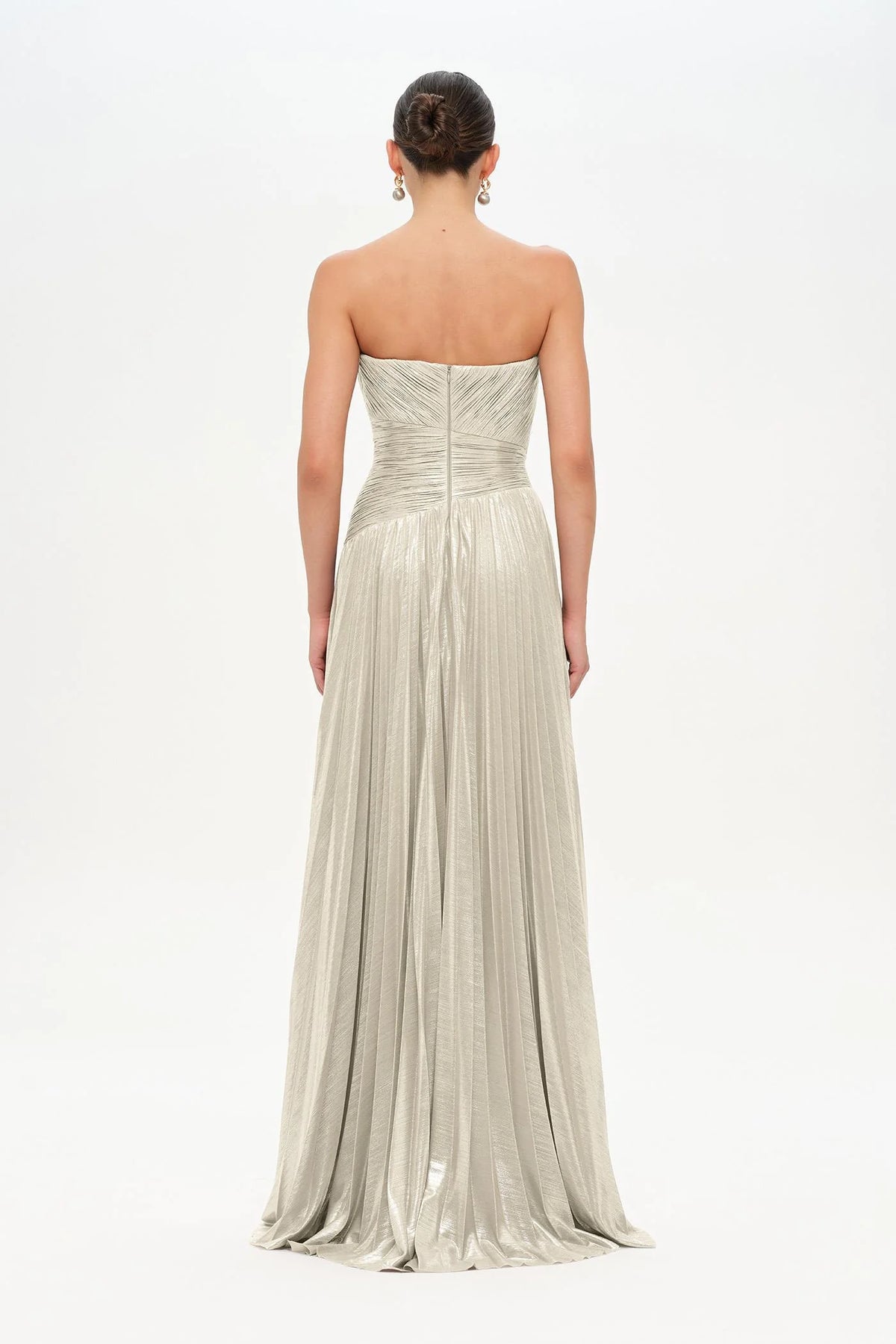 STRAPLEZ DRAPE VE PLİSE DETAYLI ŞIK ABİYE ELBİSE - 26078C