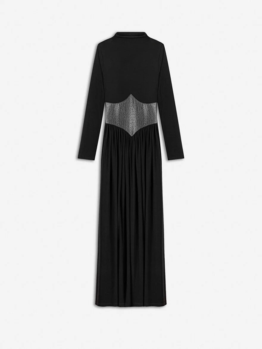 Korse Detaylı Maxi Elbise