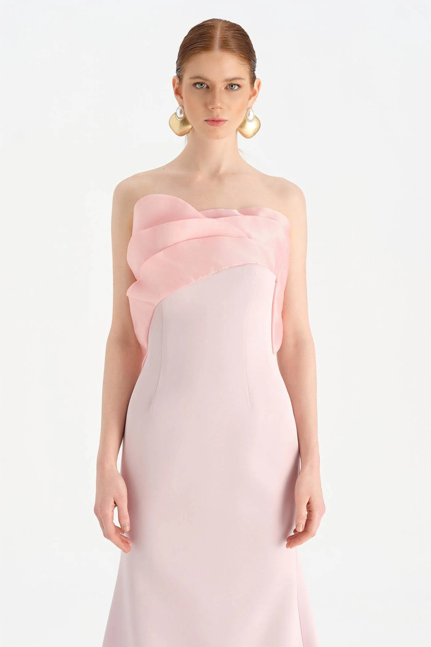 GÖĞÜS DETAYLI STRAPLEZ ABİYE ELBİSE - 26102C