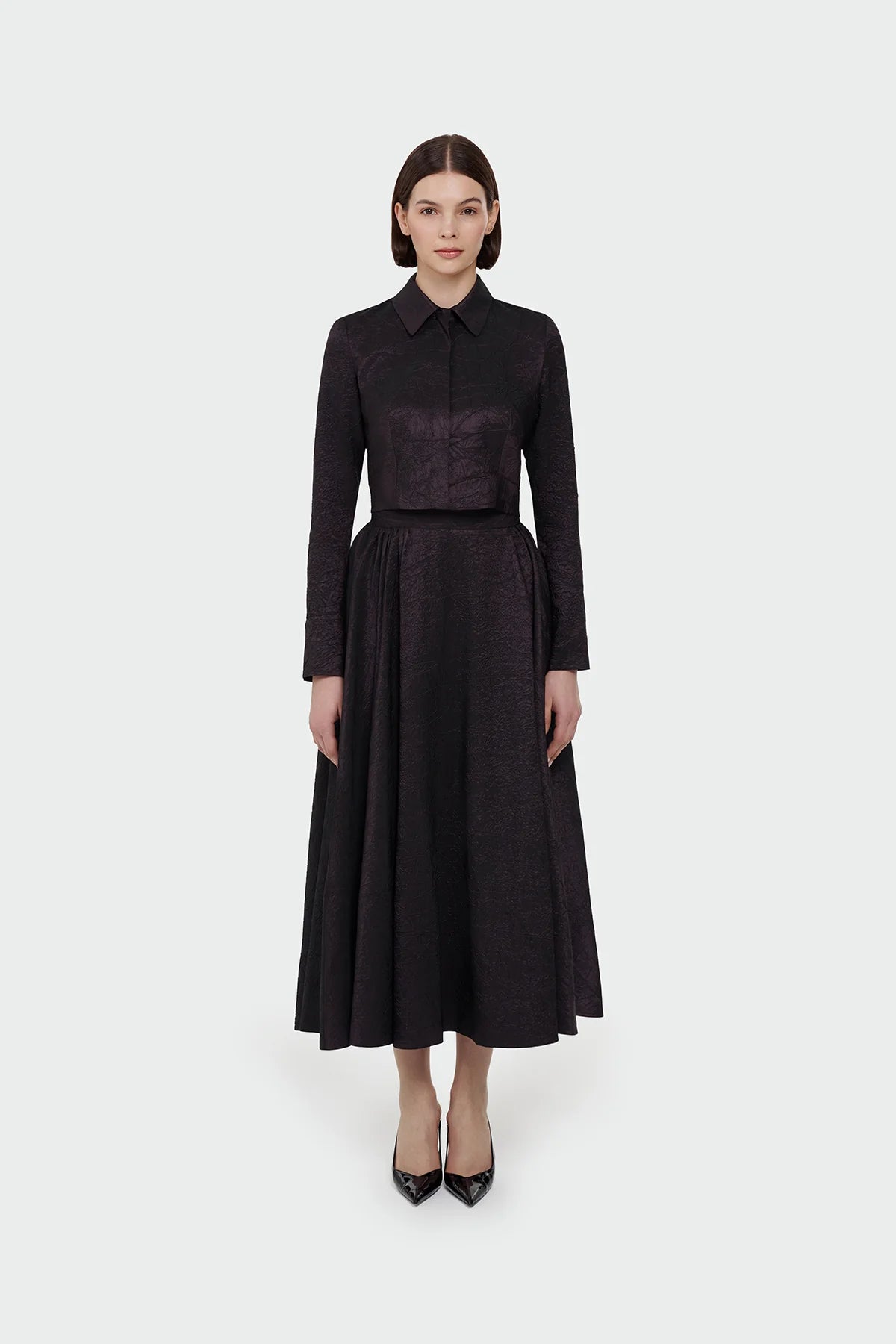 Shirt Collar Skirt Set 9175