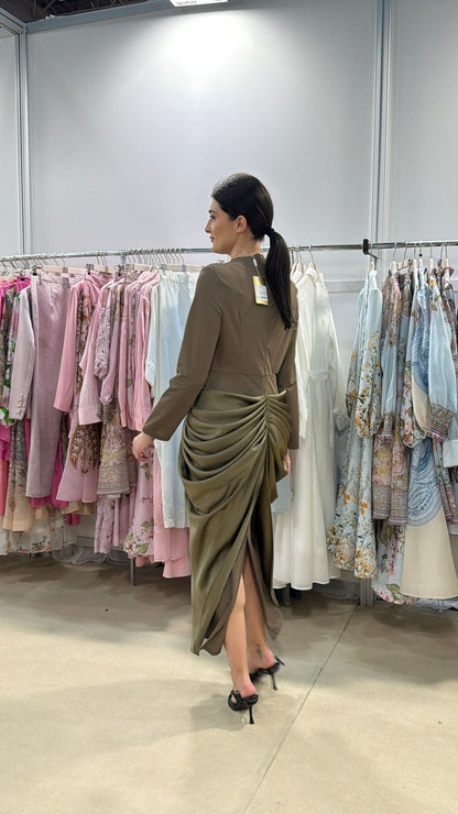 Soft olive maxi dress