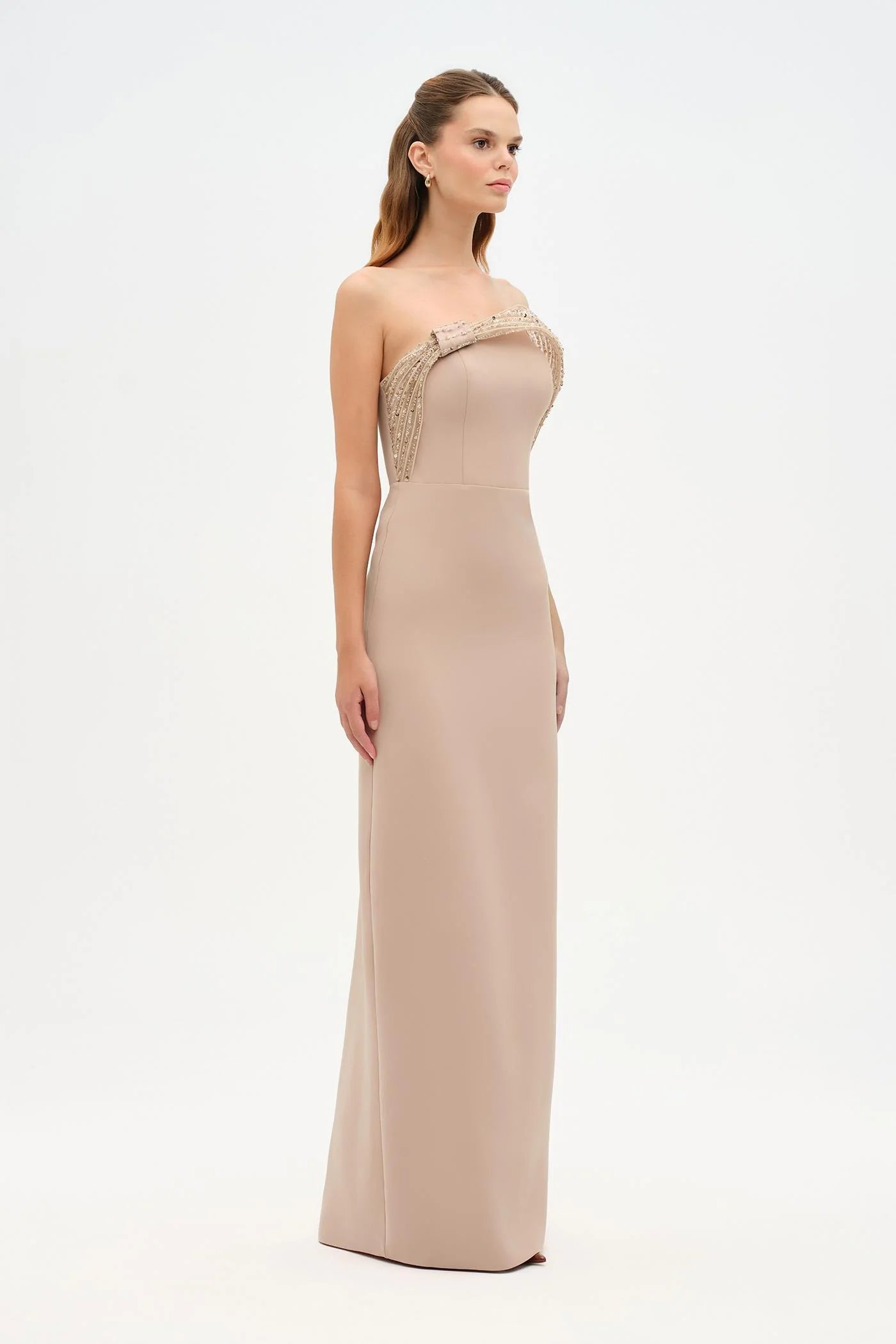 DRAPE DETAYLI STRAPLEZ DETAYLI BALIK ABİYE ELBİSE - 26125C
