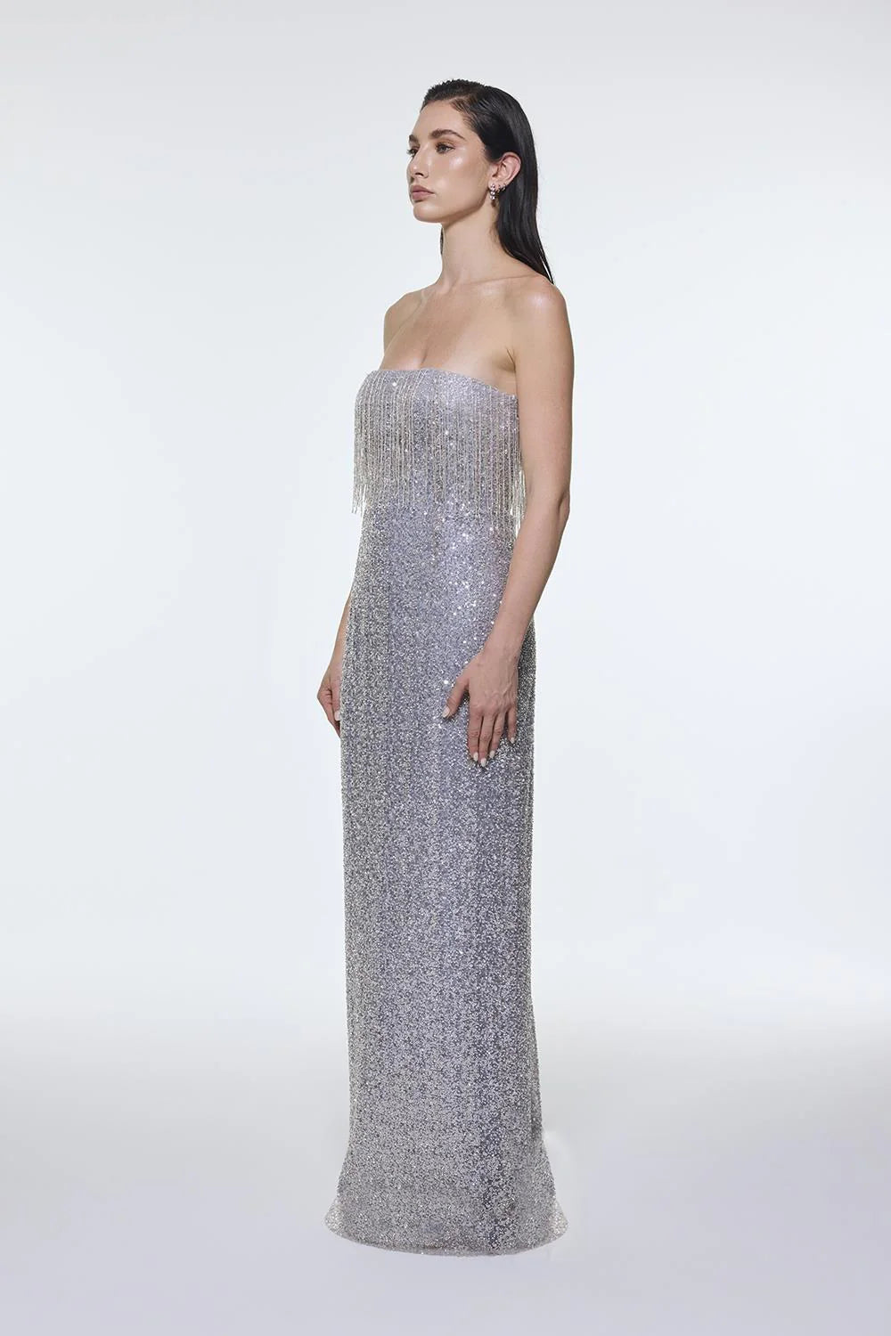 TAŞ İŞLEMELİ STRAPLEZ UZUN ABİYE ELBİSE - 9202C