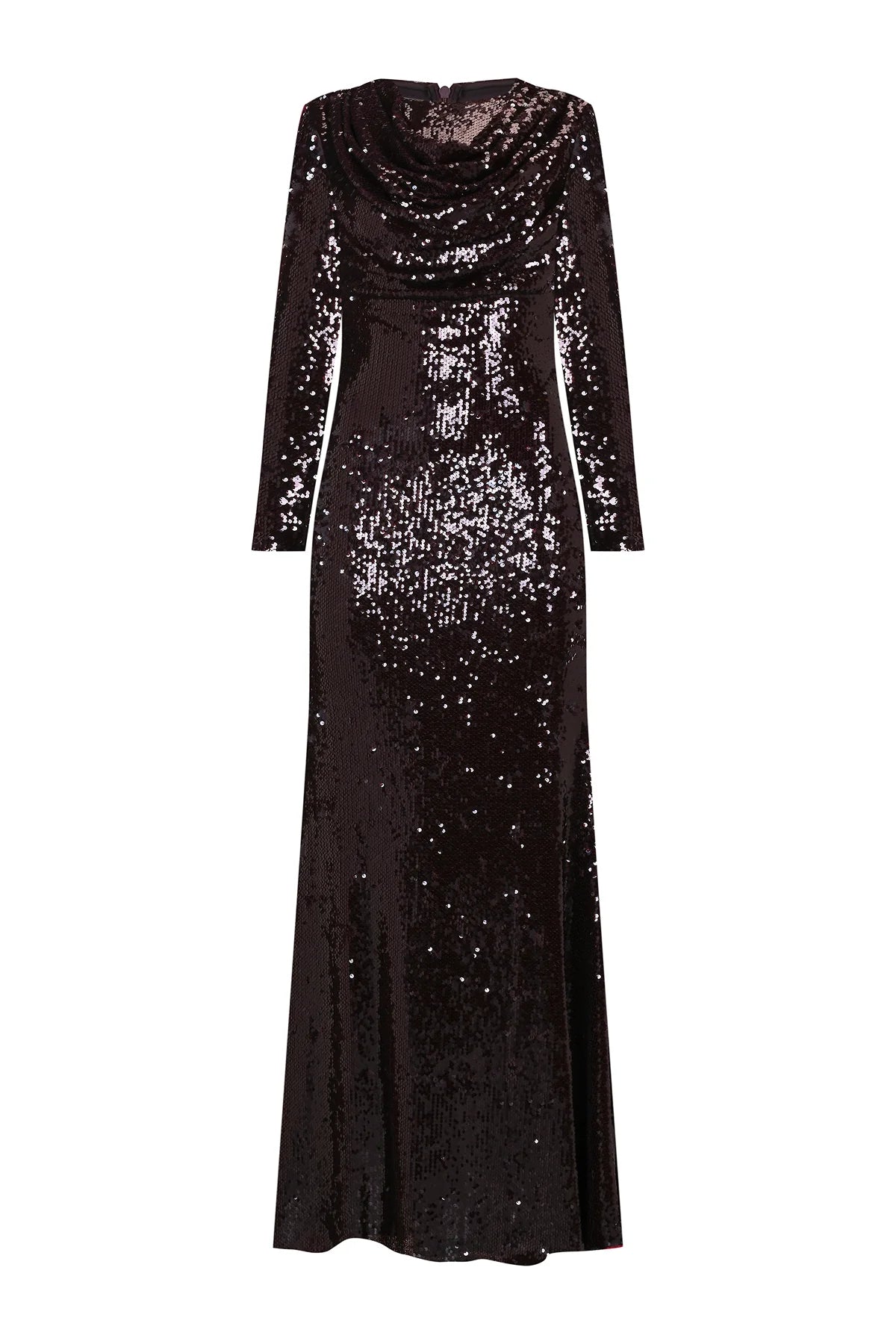 DRAPE DETAYLI PUL PAYETLİ ABİYE  ELBİSE 9116