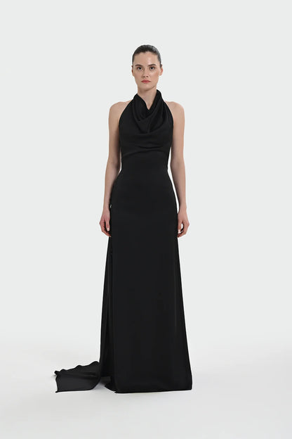 HALTER YAKA DEGAJE DETAYLI ABİYE ELBİSE 1364
