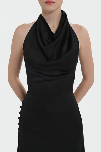 HALTER YAKA DEGAJE DETAYLI ABİYE ELBİSE 1364