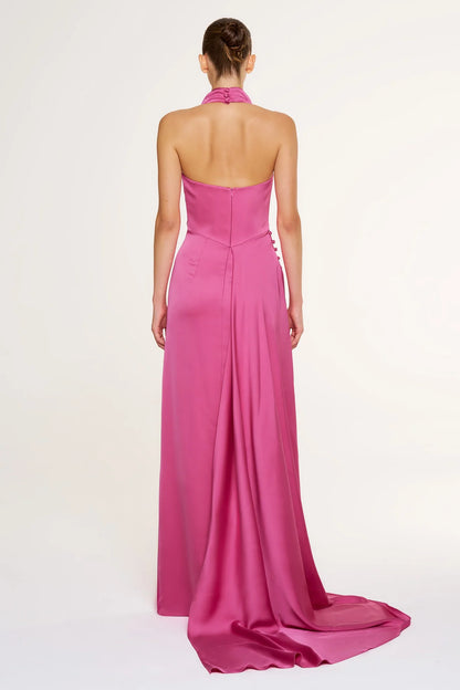 HALTER YAKA DEGAJE DETAYLI ABİYE ELBİSE 1364