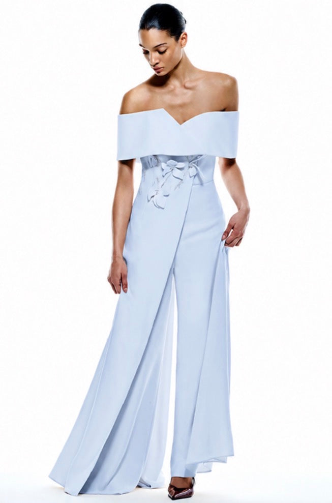 Elegant Off-Shoulder Floral Evening Jumpsuit 5300