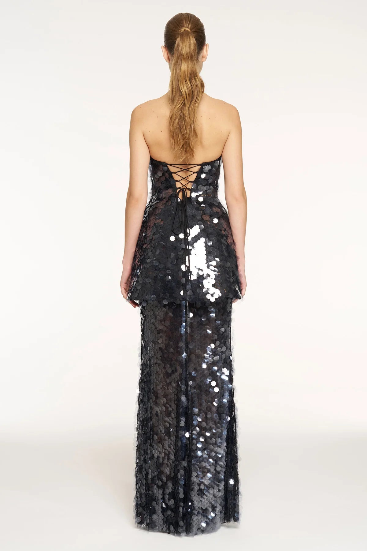 PAYETLİ STRAPLEZ PEPLUM DETAYLI UZUN ABİYE TAKIM ELBİSE 1429