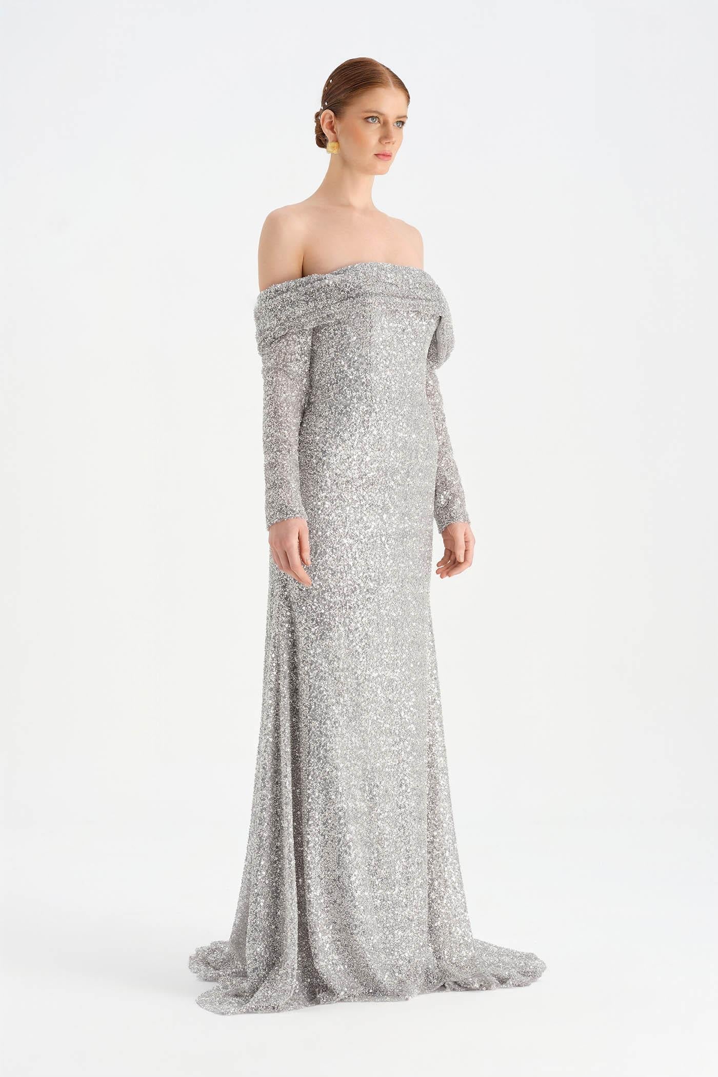 STRAPLEZ TAŞLI ABİYE ELBİSE - 26051C