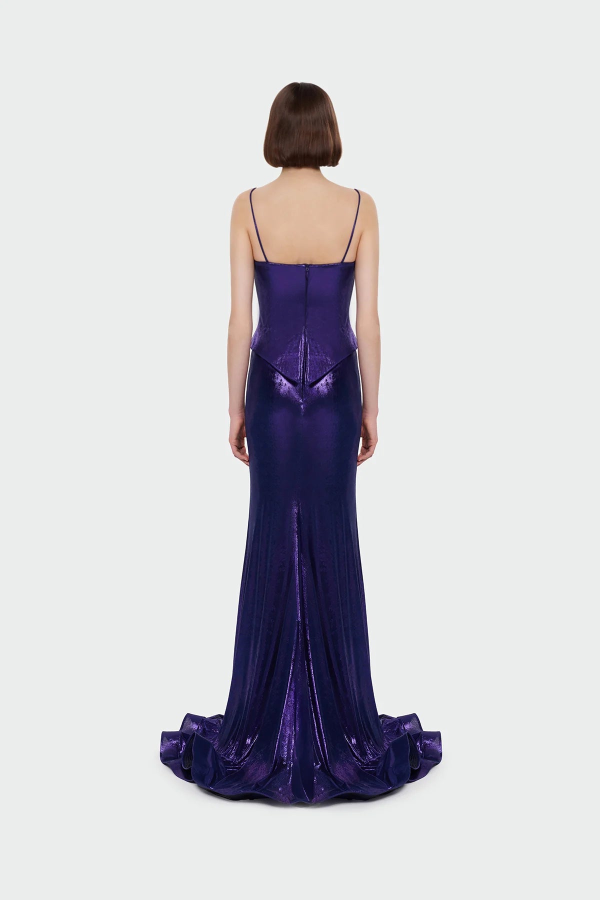 İNCE ASKILI DRAPE DETAYLI ABİYE ELBİSE 1365