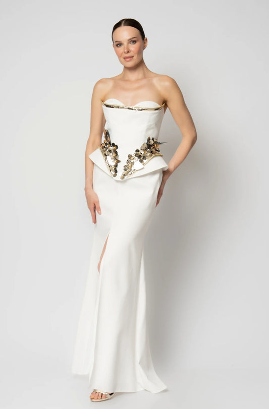 فستان ابيض كريب 2208