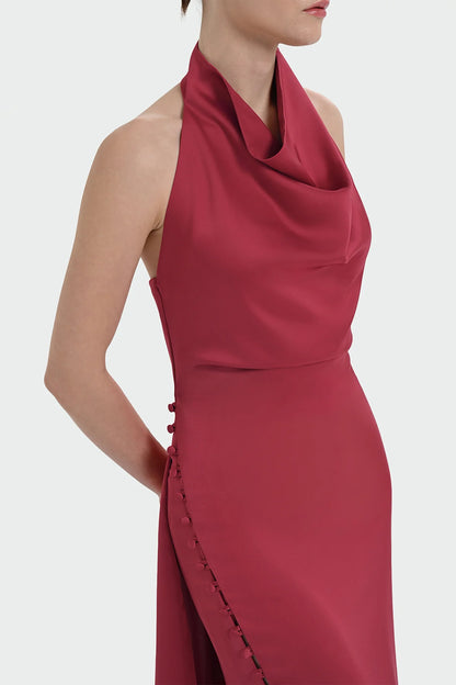 HALTER YAKA DEGAJE DETAYLI ABİYE ELBİSE 1364