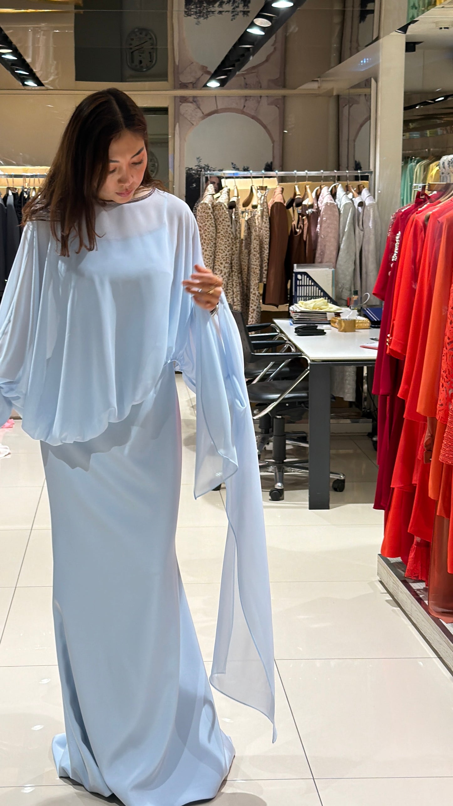 فستان كريب ازرق