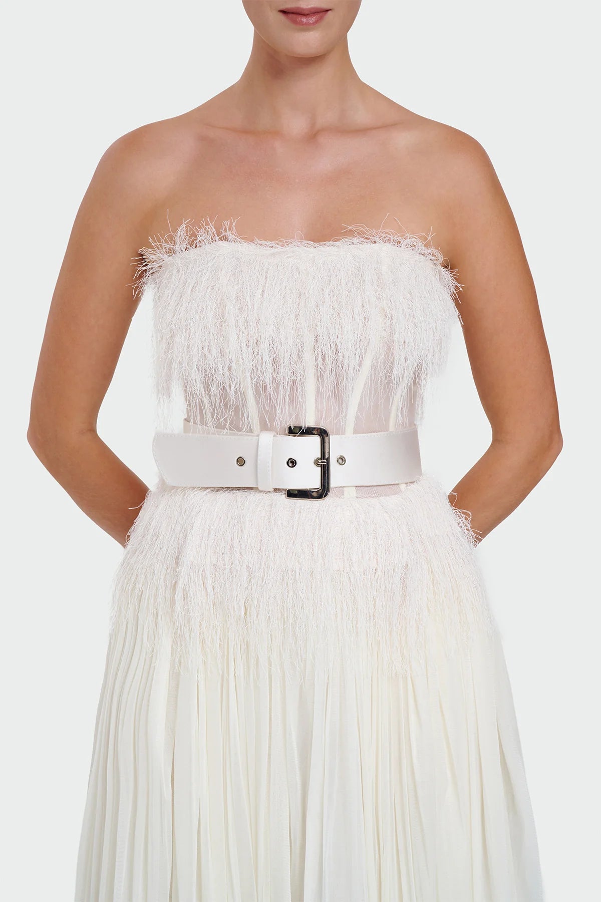 Feather Strapless Evening Dress 1342