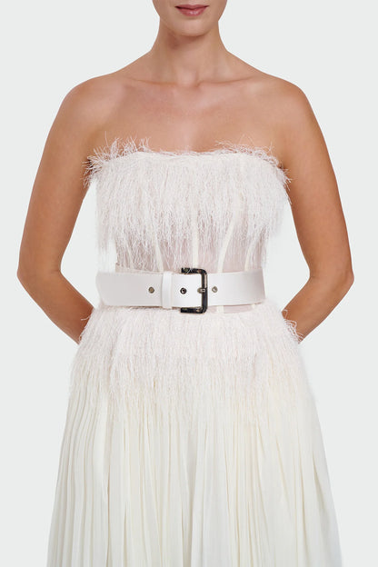Feather Strapless Evening Dress 1342