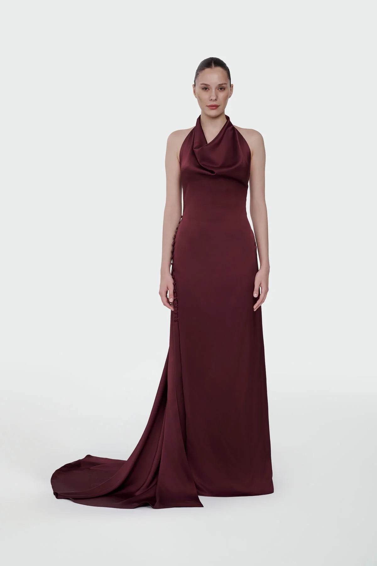 HALTER YAKA DEGAJE DETAYLI ABİYE ELBİSE 1364