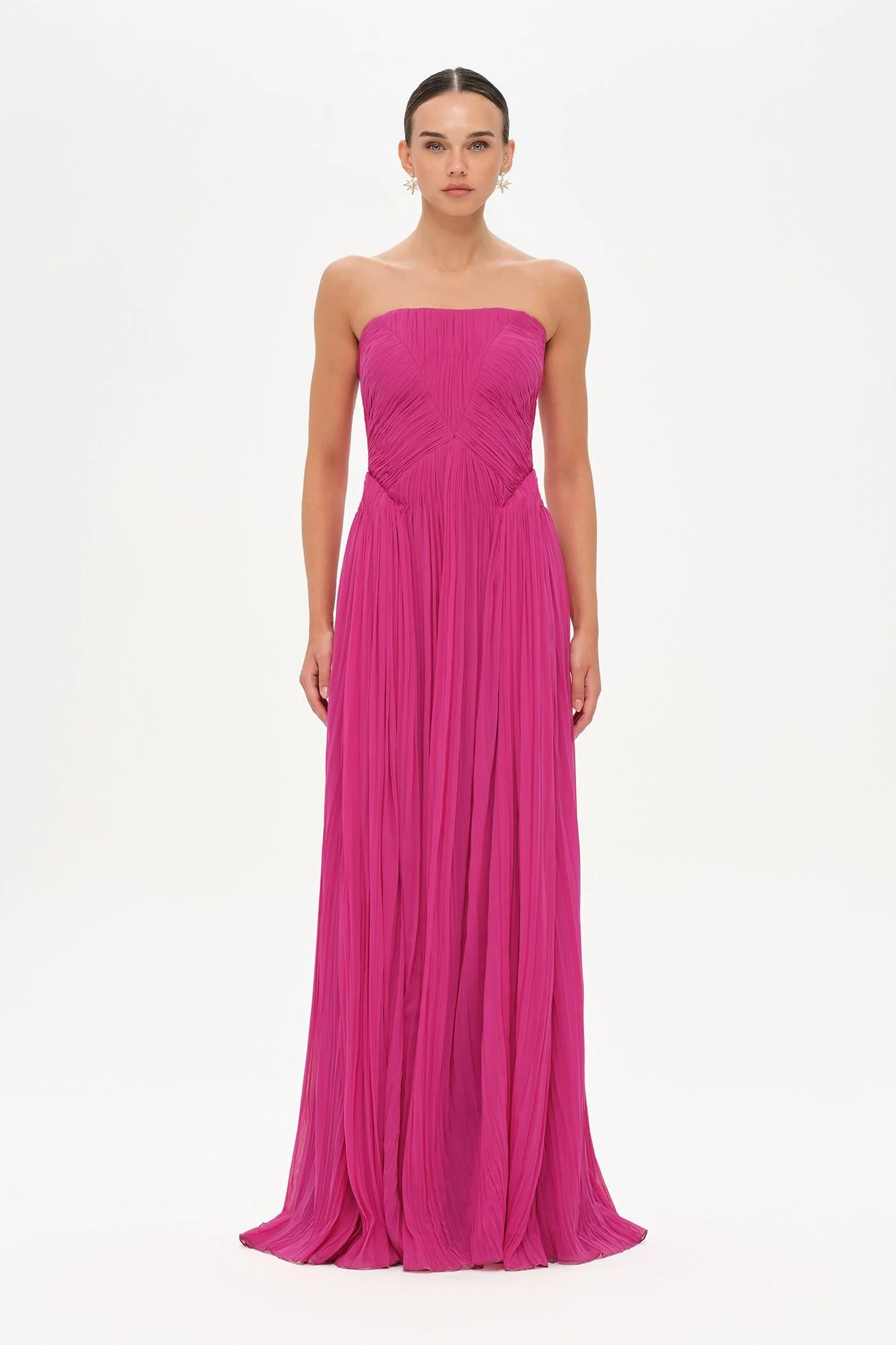 STRAPLEZ DRAPE DETAYLI ŞIK ABİYE ELBİSE - 26058C