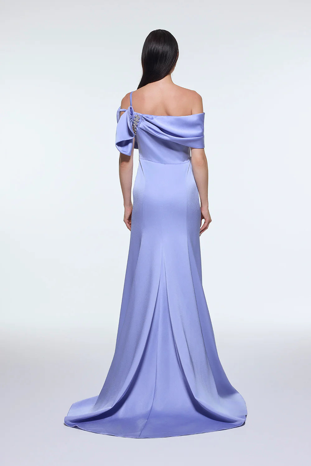 TAŞ İŞLEMELİ KEMER DETAYLI UZUN ABİYE ELBİSE - 9294C