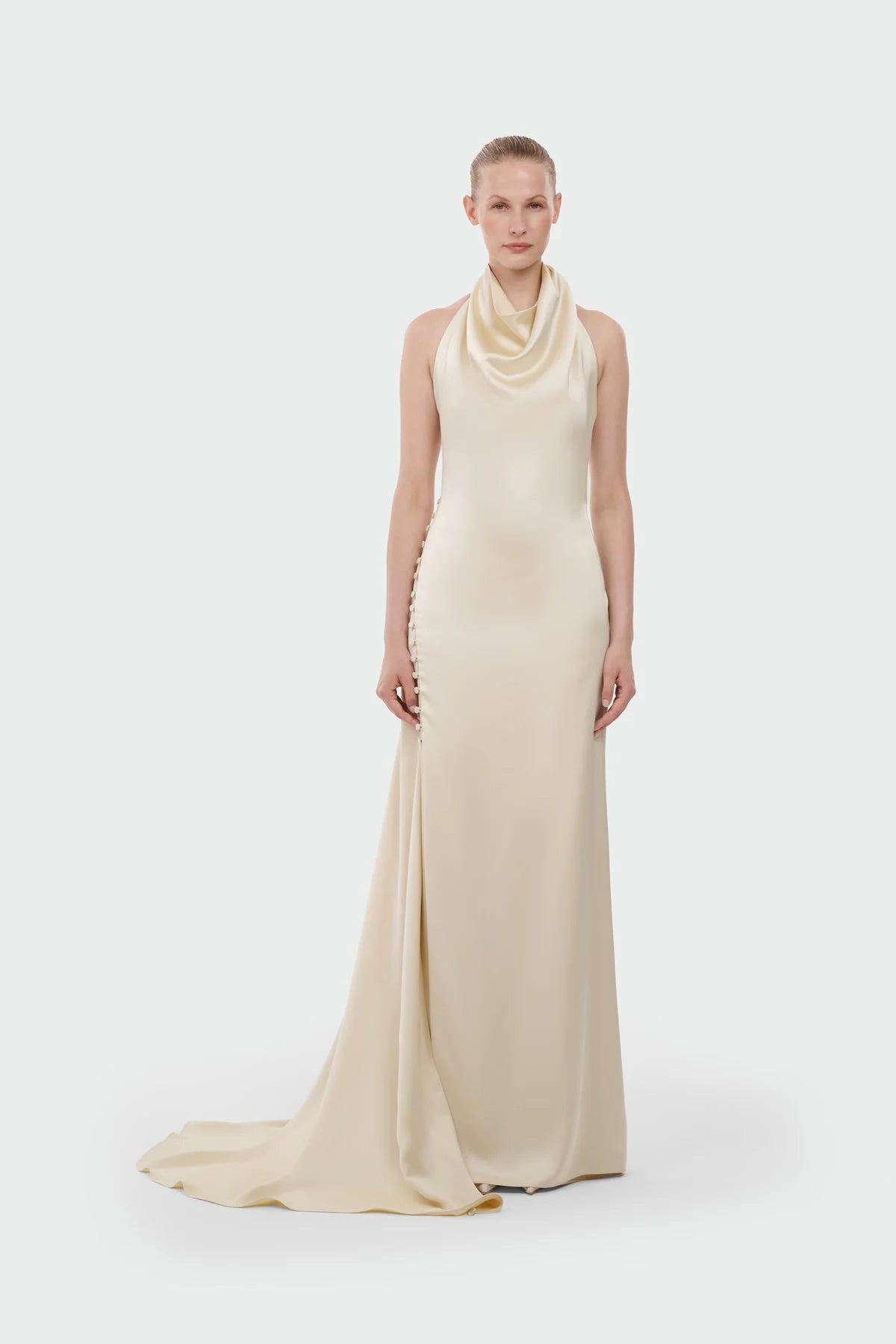 HALTER YAKA DEGAJE DETAYLI ABİYE ELBİSE 1364