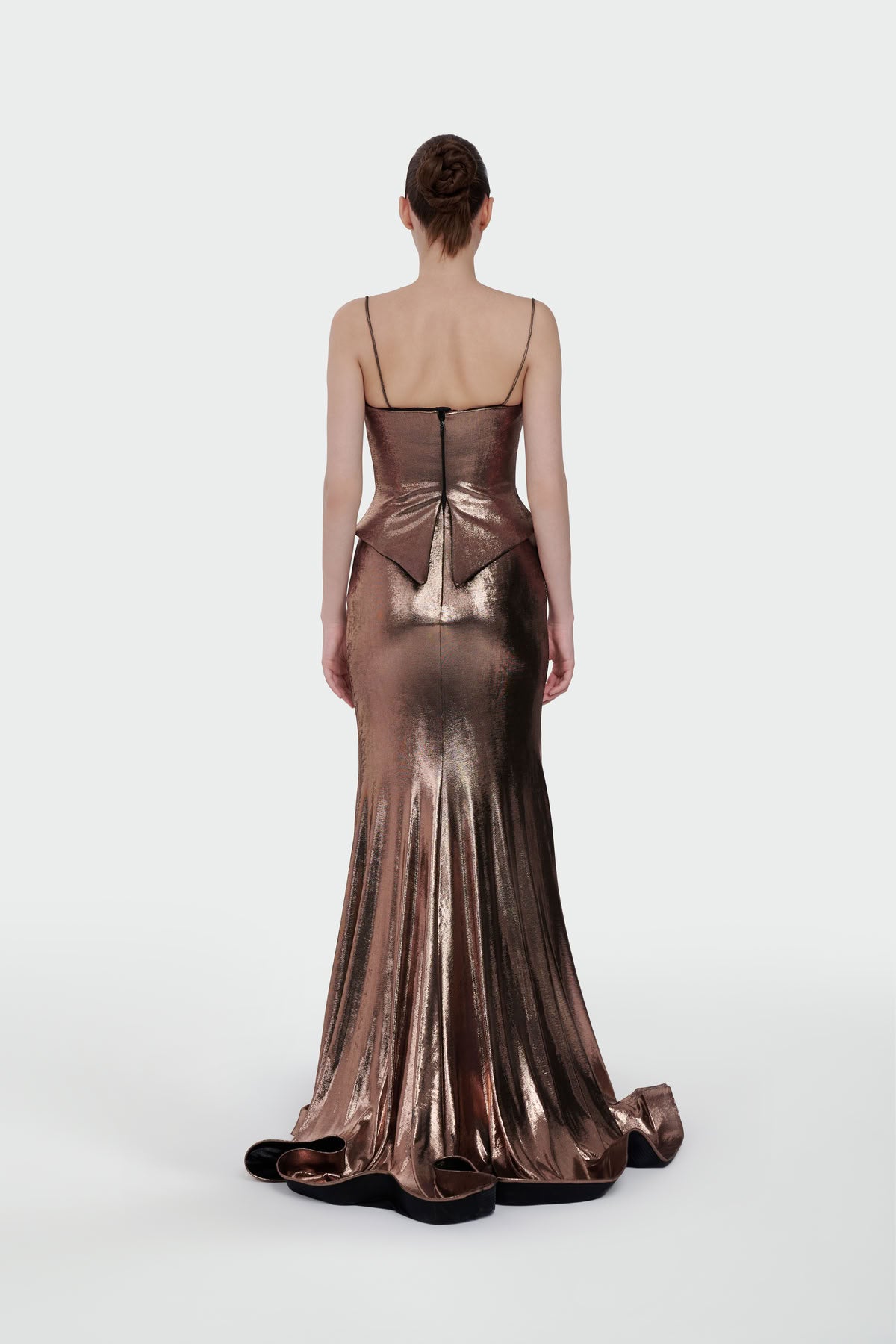 İNCE ASKILI DRAPE DETAYLI ABİYE ELBİSE 1365