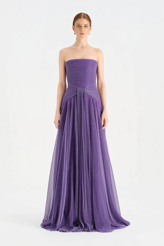 Glitter Strapless Long Evening Dress 9167C