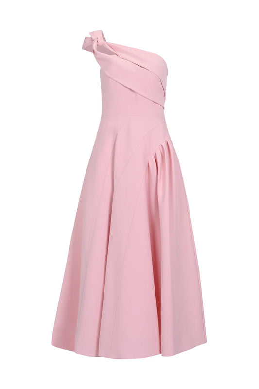 TEK OMUZ DÜĞÜM DETAYLI UZUN ABİYE ELBİSE