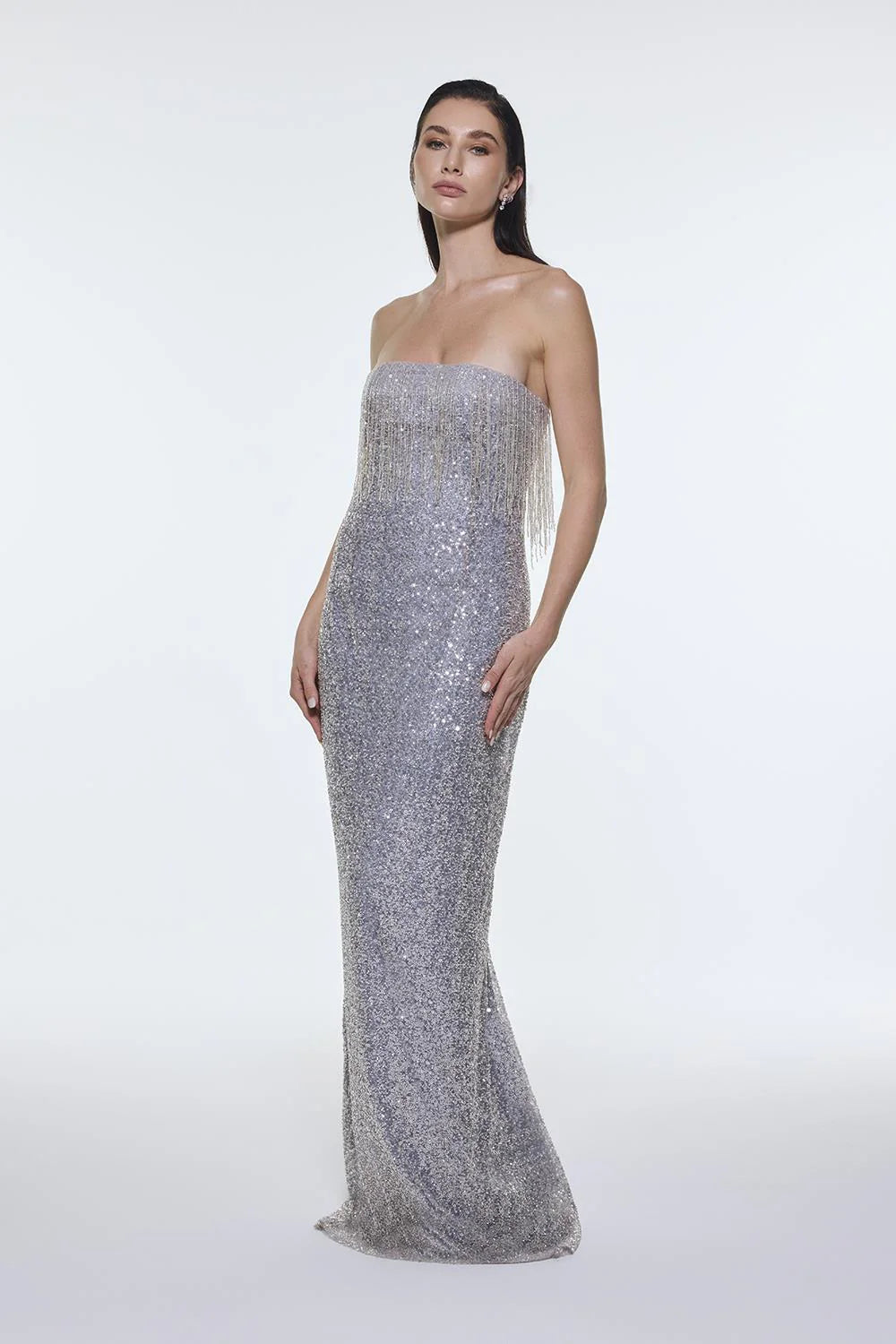 TAŞ İŞLEMELİ STRAPLEZ UZUN ABİYE ELBİSE - 9202C